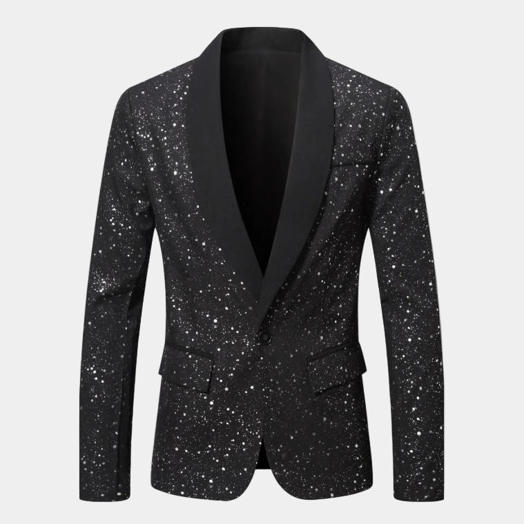Herre Blazer med Glimmer og Satin Sjalskrave