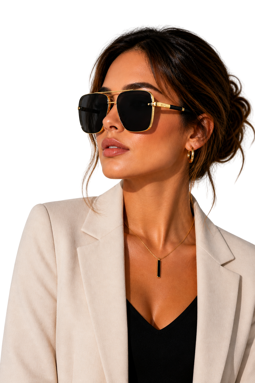 Dame Retro Aviator Solbriller med Guldstel og UV400 Gradientglas