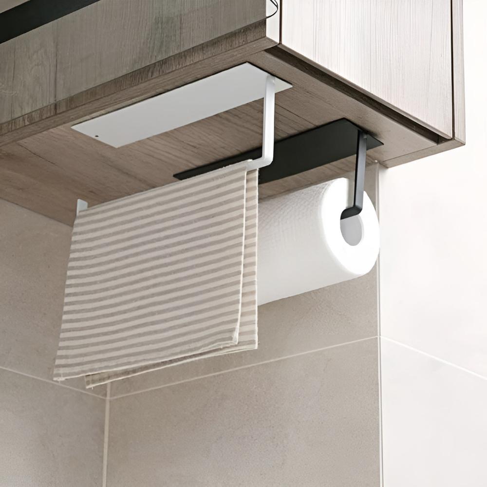 Portarrollos de papel adhesivo – Negro, diseño minimalista para la cocina o el baño