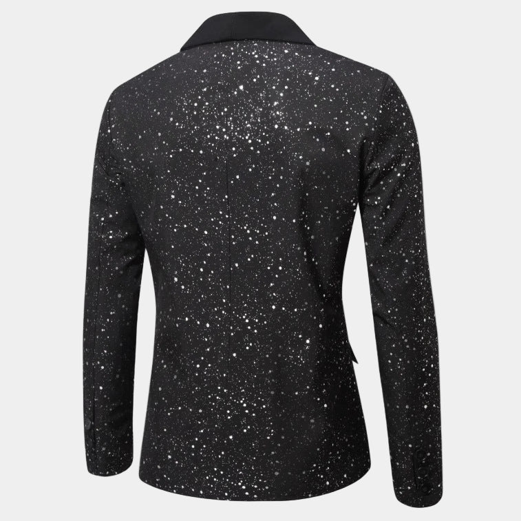 Herre Blazer med Glimmer og Satin Sjalskrave
