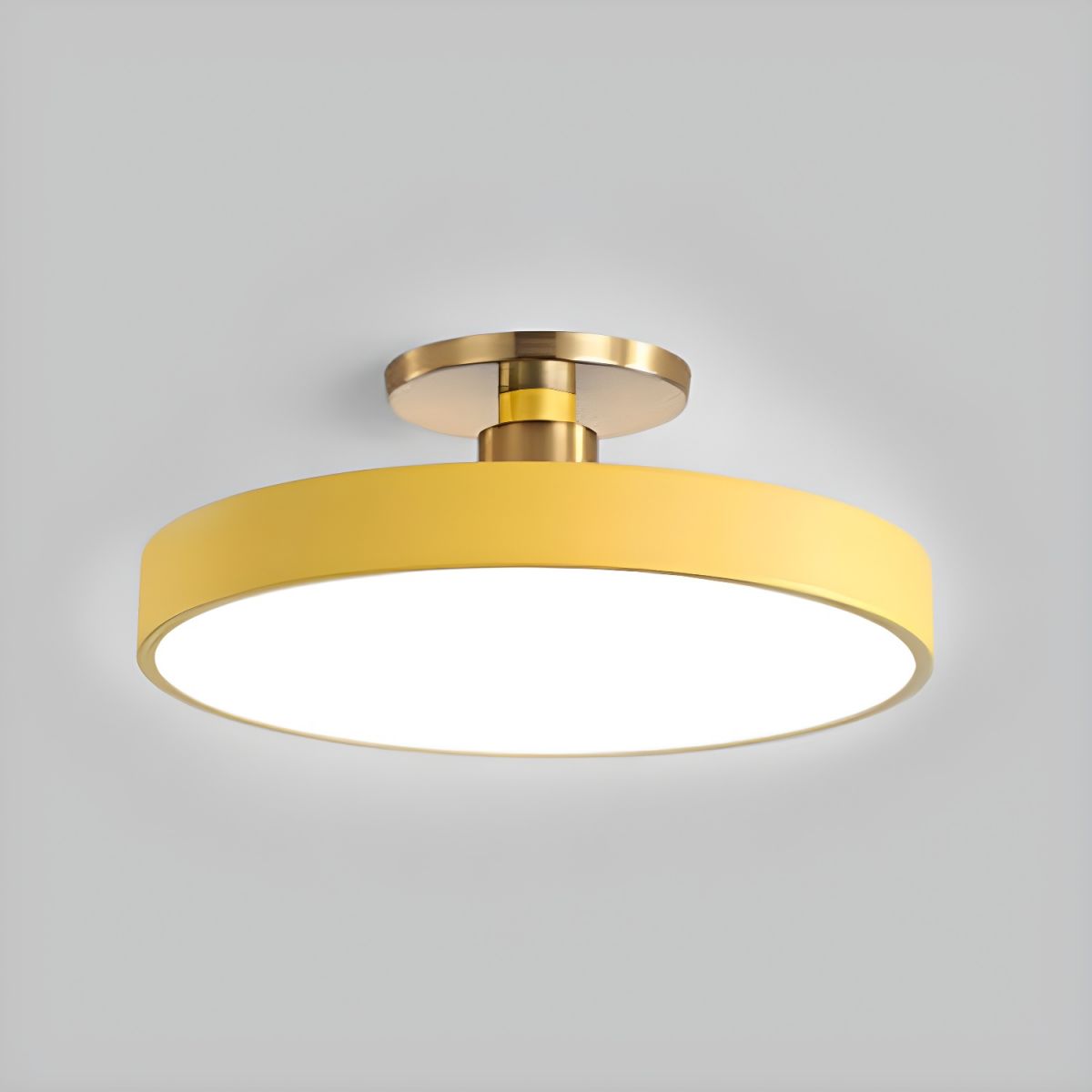 Loftlampe Rund LED Semi-Flush i Metal og Akryl