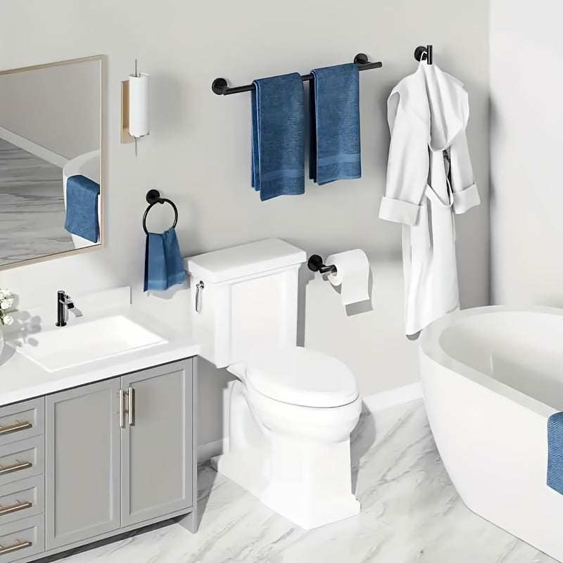 Zestaw wieszaków na ręczniki – stal nierdzewna, matowa czerń/srebro, nowoczesny design do łazienki lub toalety dla gości