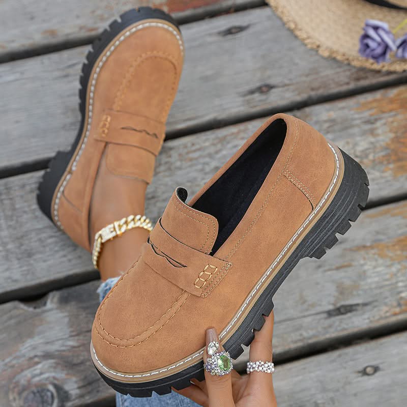 Dame Loafers i Ruskind med Chunky Platform Sål