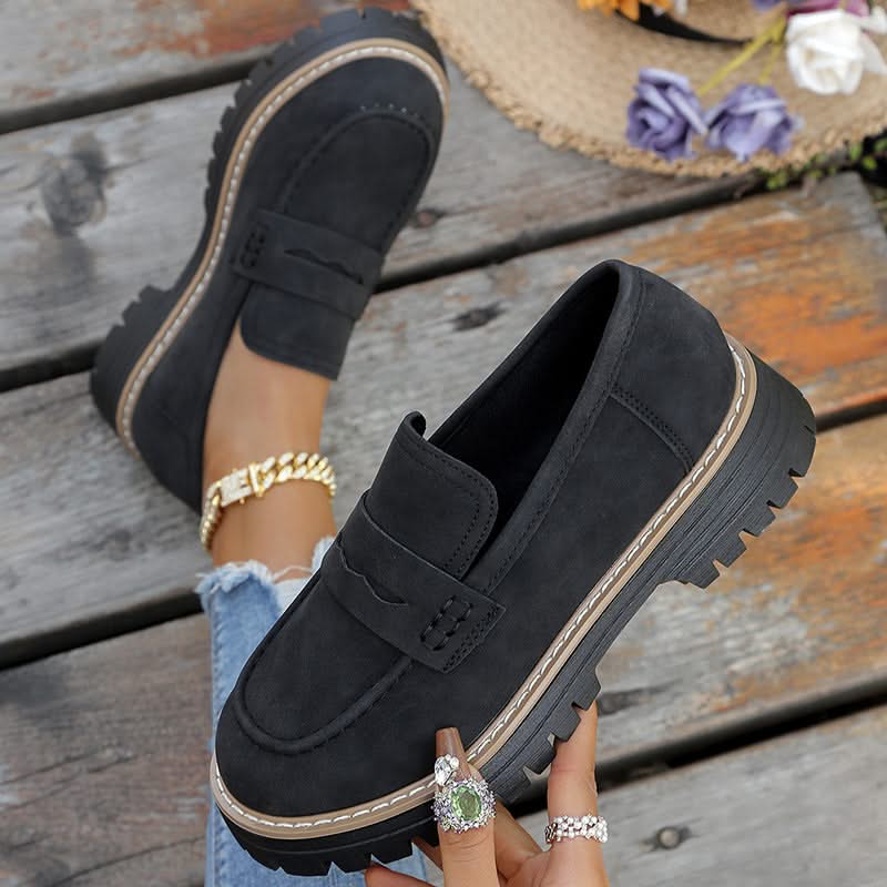 Dame Loafers i Ruskind med Chunky Platform Sål