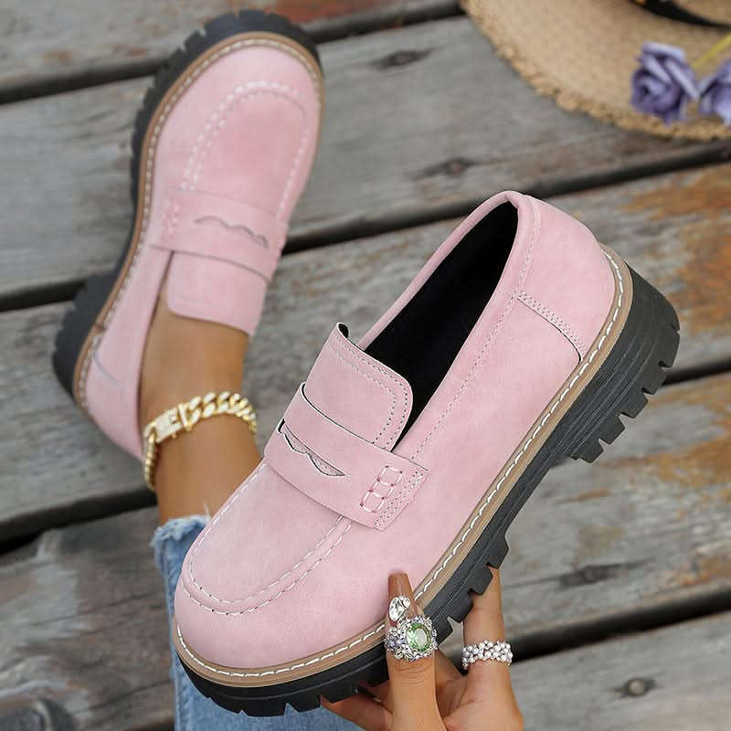 Dame Loafers i Ruskind med Chunky Platform Sål