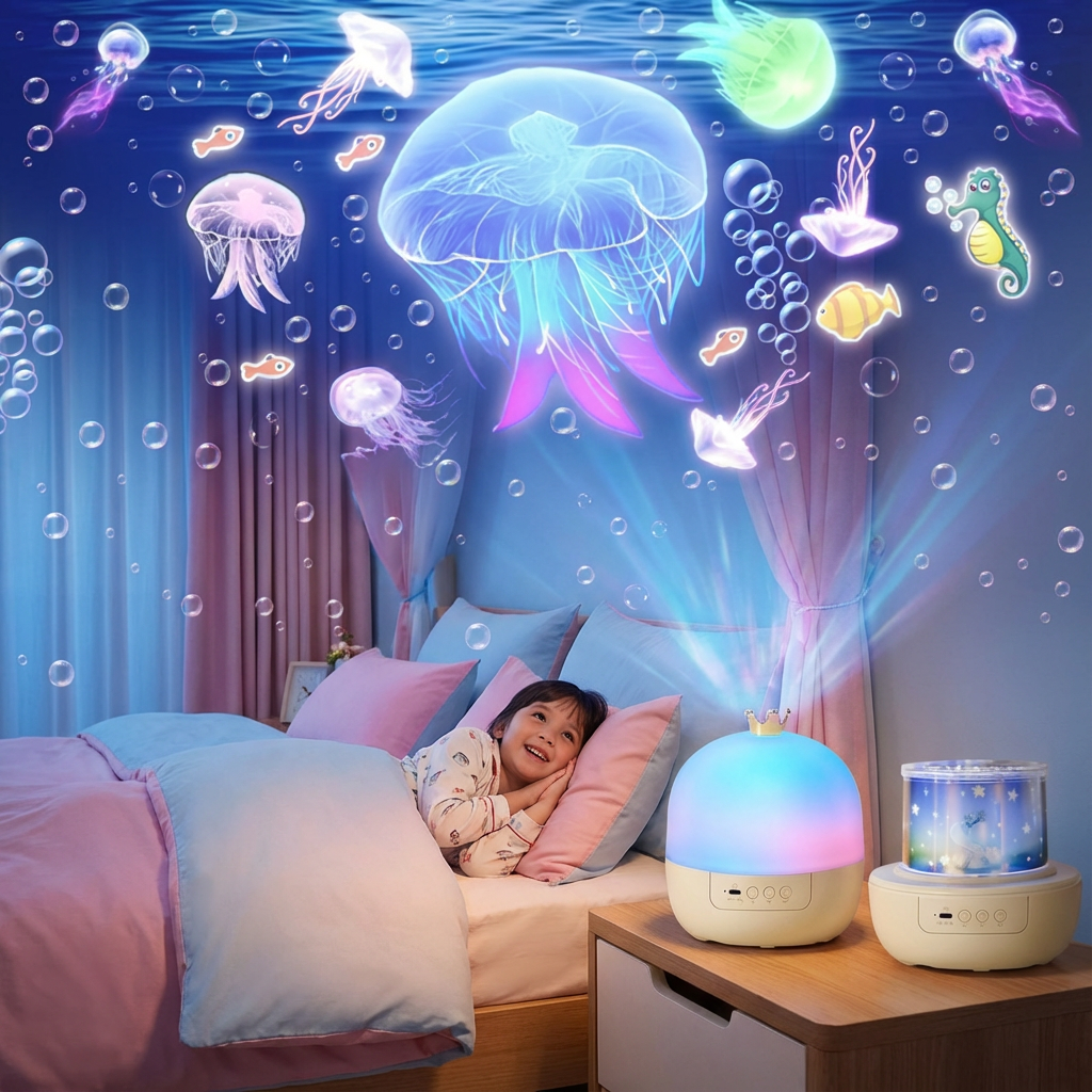 Børne Natlampe og Projektor 2-i-1 med Stjernehimmel