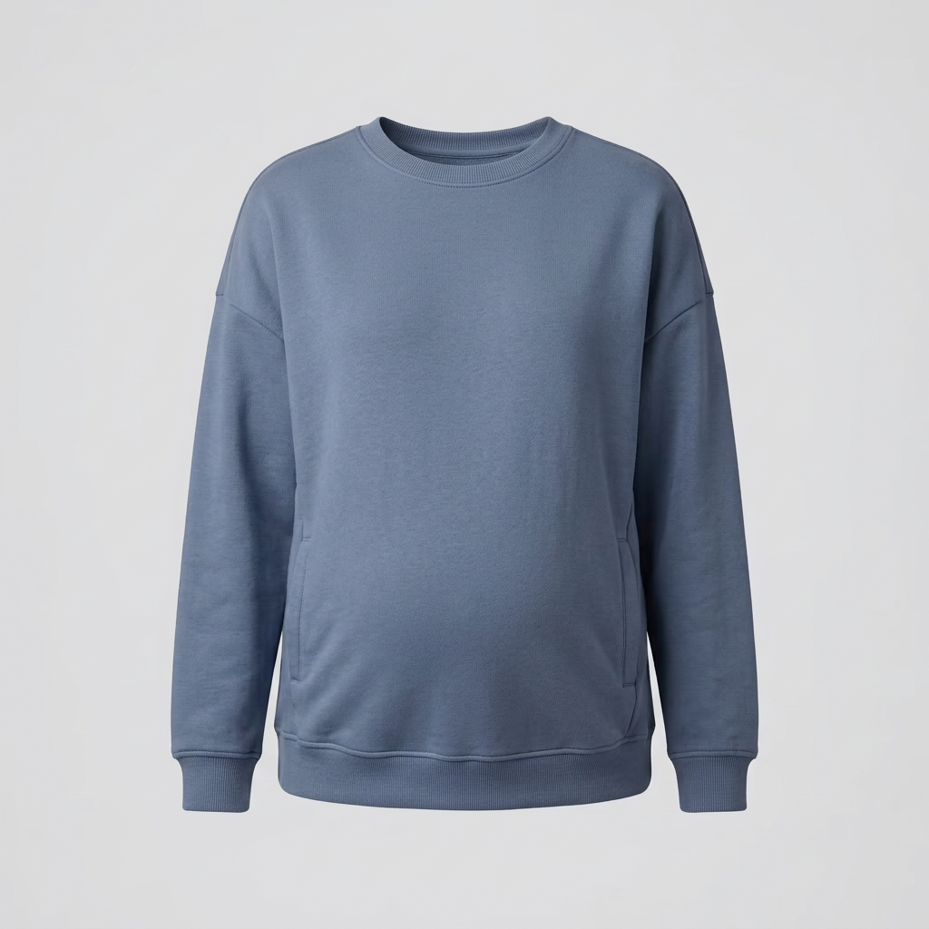 Dame Sweatshirt til Gravide med Rund Hals og Ribkanter