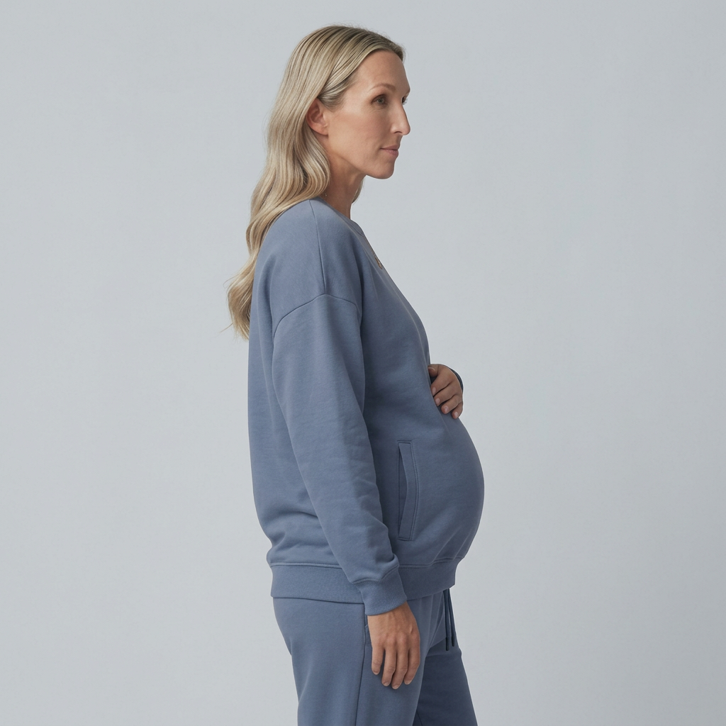 Dame Sweatshirt til Gravide med Rund Hals og Ribkanter