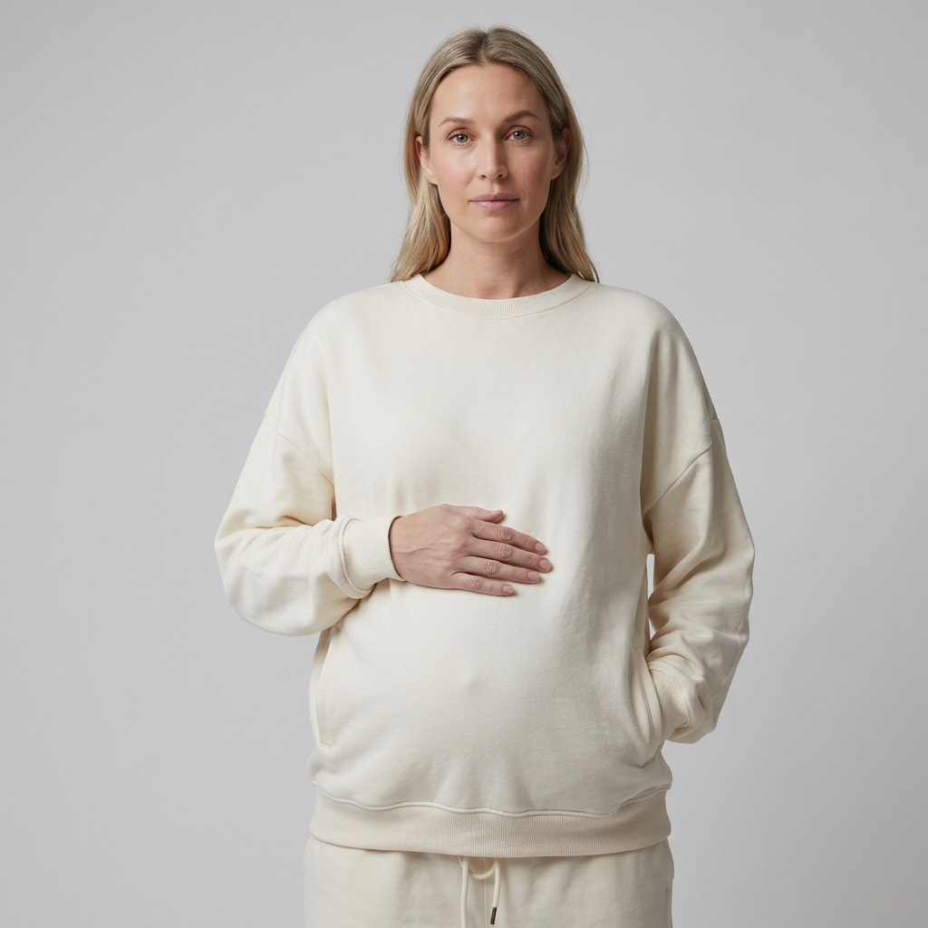 Dame Sweatshirt til Gravide med Rund Hals og Ribkanter