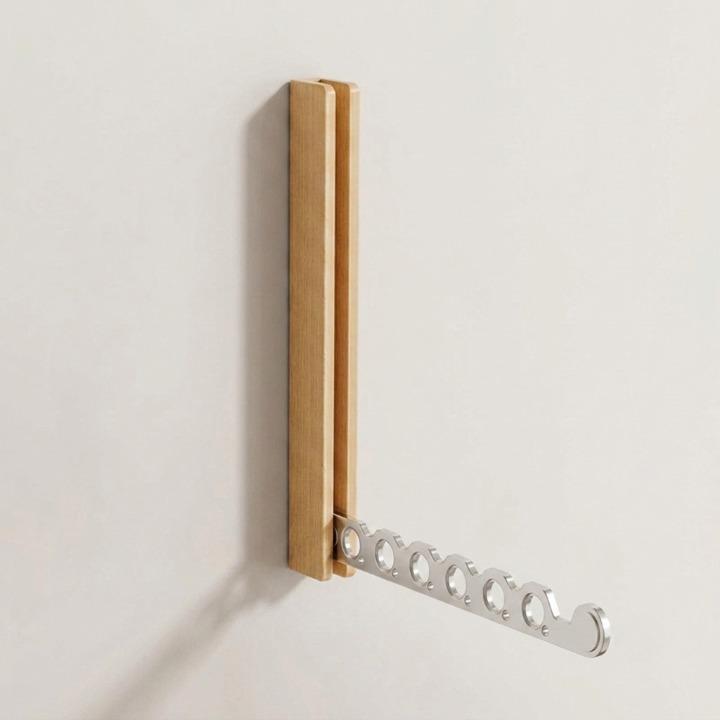 Klappbarer Wandkleiderständer aus Holz mit Platzspar-Design - Zorenza