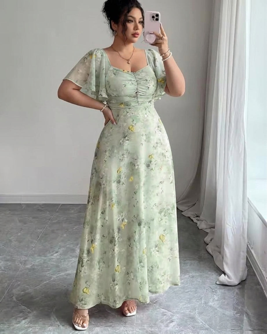 Dame Kjole med Flæseærmer – Slim Fit Sommerkjole
