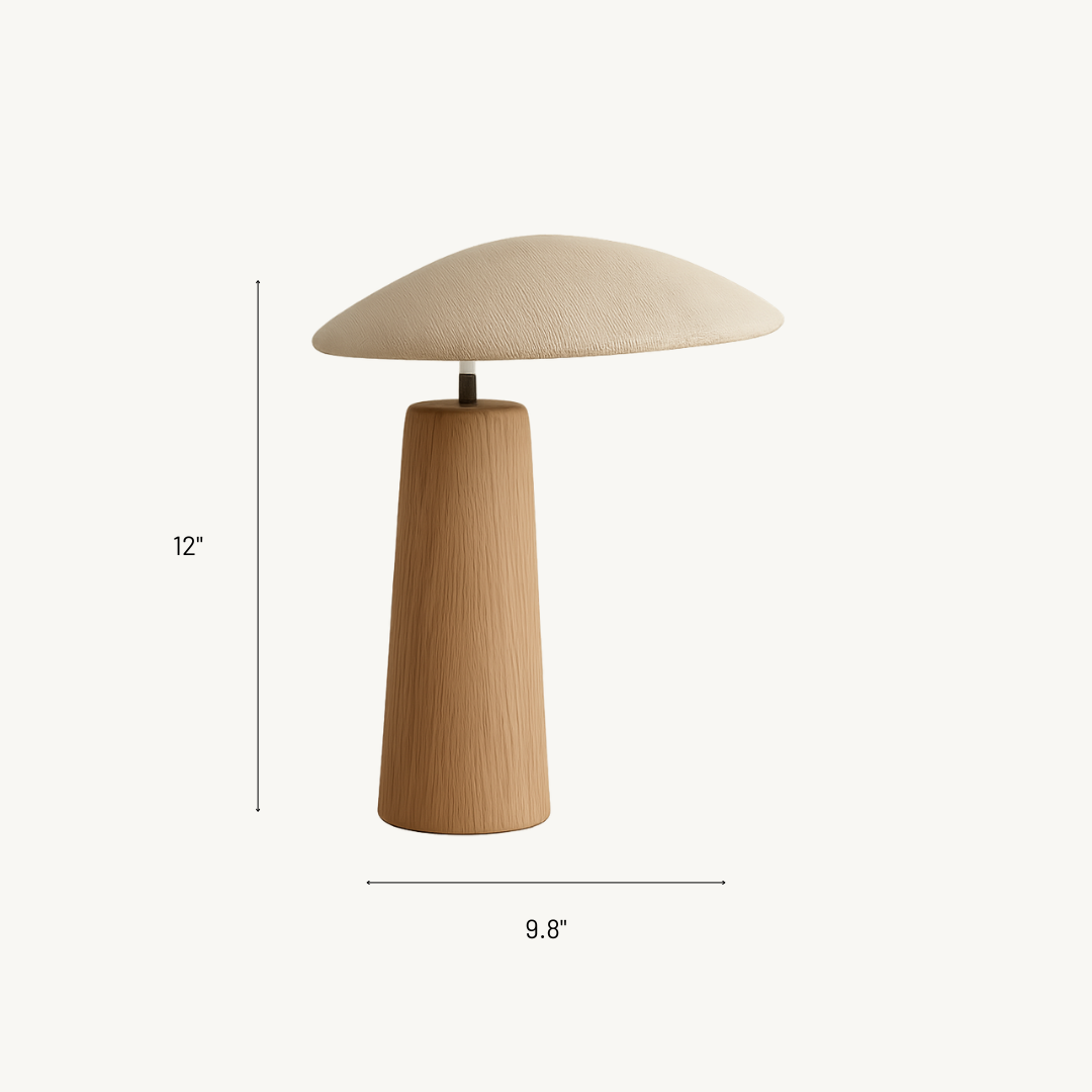 Bordlampe i Træ – Wabi-Sabi Design med Rund Klædeskærm