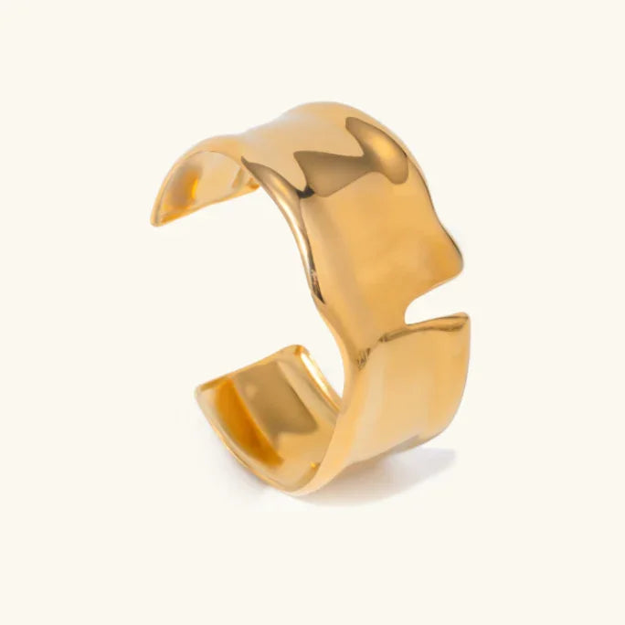 Dame Armring i Forgyldt Rustfrit Stål - Minimalistisk Cuff Design