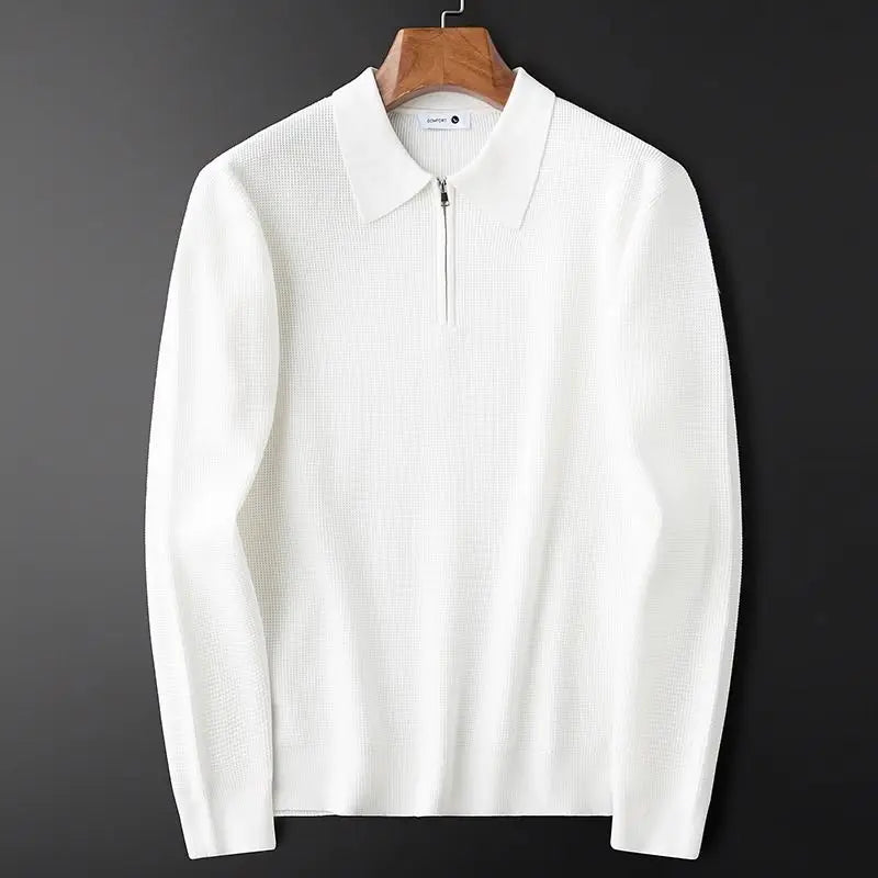 Herre Quarter-Zip Trøje i Vaffelstrik