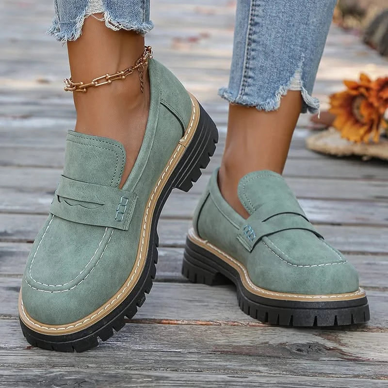 Dame Loafers i Ruskind med Chunky Platform Sål