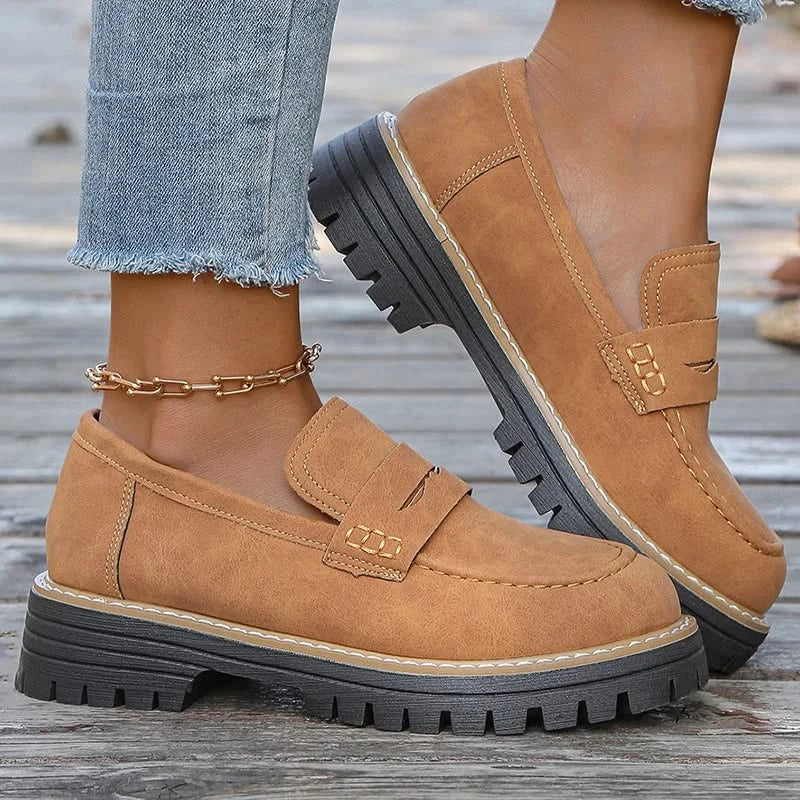 Dame Loafers i Ruskind med Chunky Platform Sål