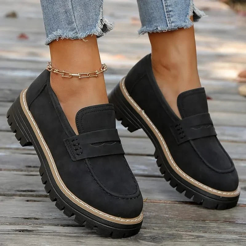 Dame Loafers i Ruskind med Chunky Platform Sål