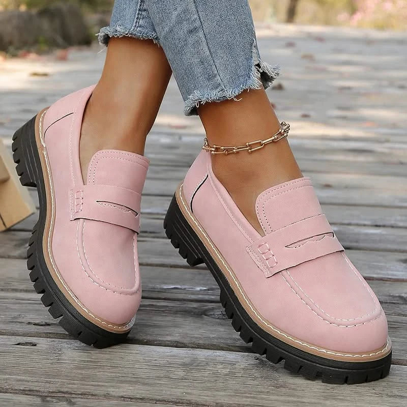 Dame Loafers i Ruskind med Chunky Platform Sål