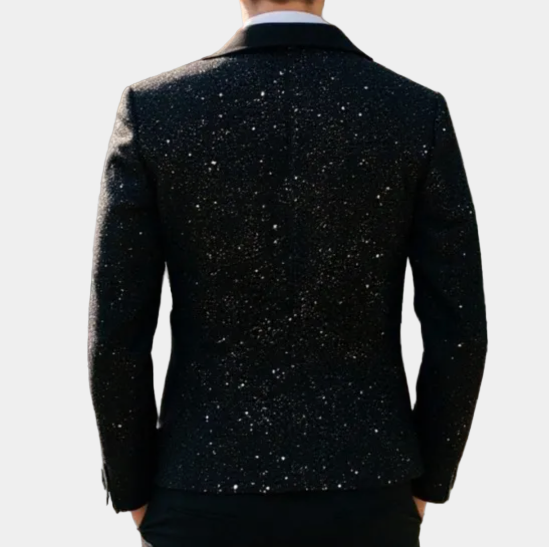 Herre Blazer med Glimmer og Satin Sjalskrave