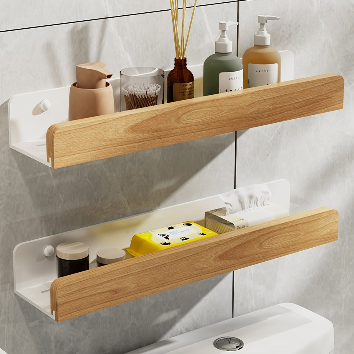 Badkamerplank – Zwart smeedijzer, moderne plank zonder boorgaten voor shampoo en cosmetica