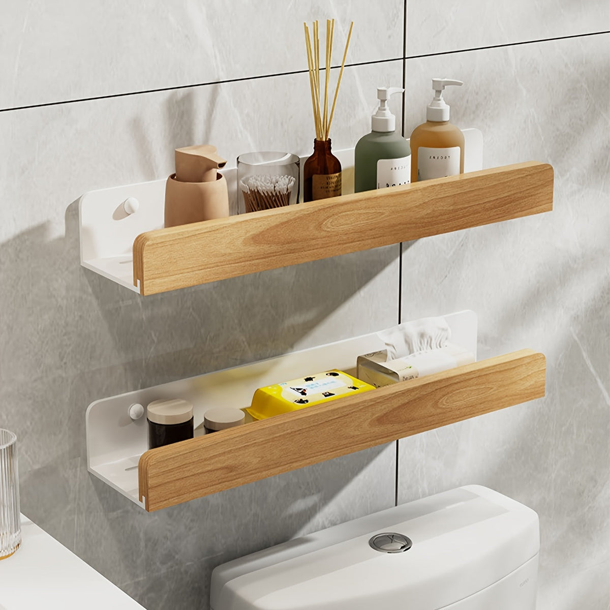 Badkamerplank – Zwart smeedijzer, moderne plank zonder boorgaten voor shampoo en cosmetica