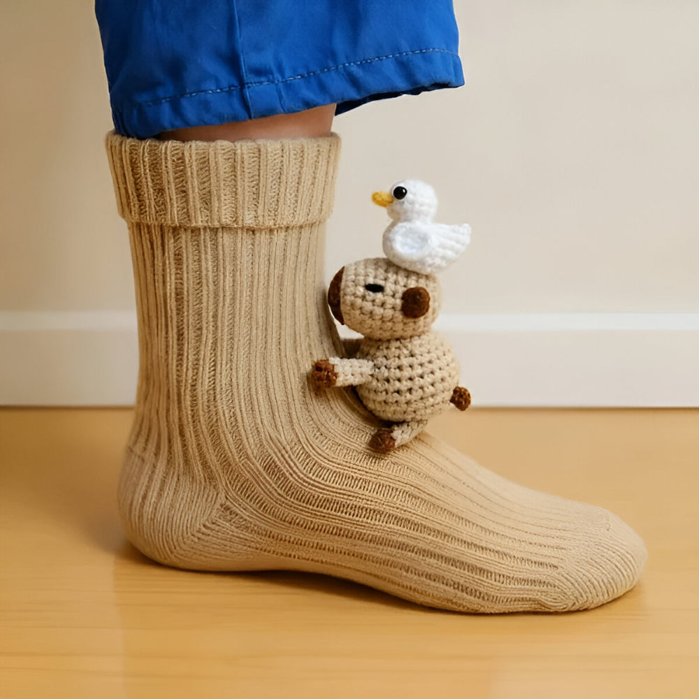 Plush Socks – 3D Animal Designs with Non-Slip Soles for Winter Comfort at Home