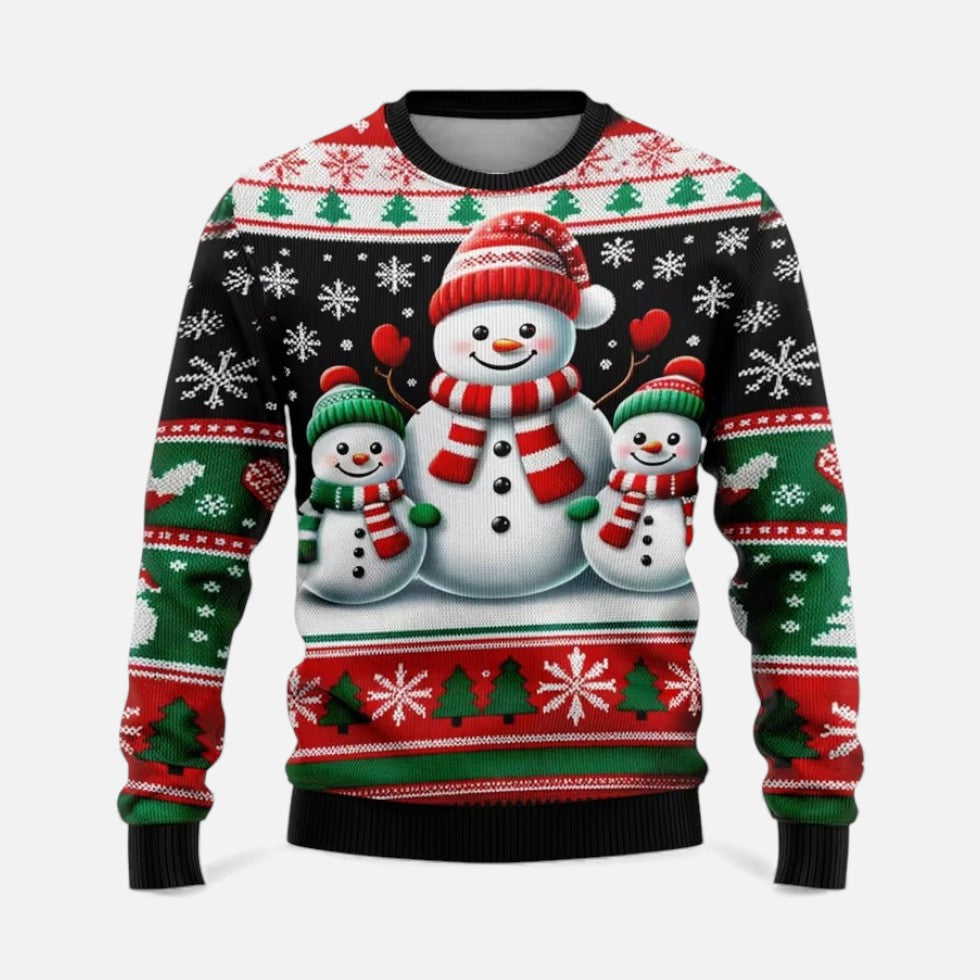 Herre Julesweater med Vinterlandskab og Julemand