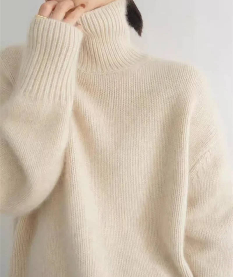 Dametrøje Cashmere Rullekrave Løs Pasform
