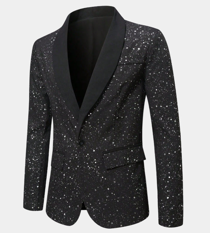 Herre Blazer med Glimmer og Satin Sjalskrave