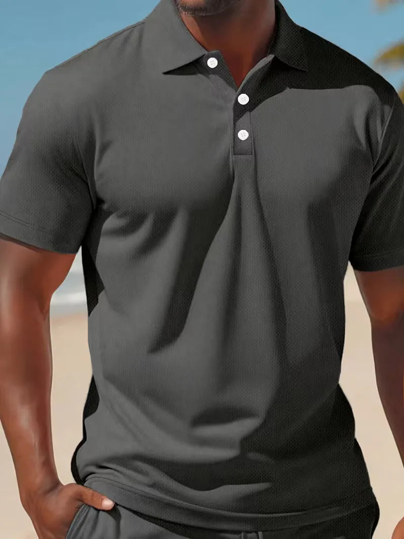 Herresæt Polo og Shorts i Åndbart Stof