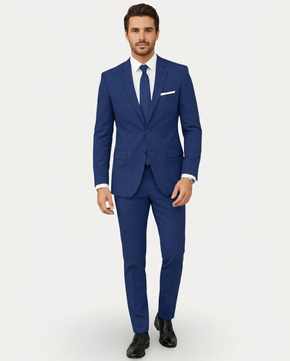 Herre Jakkesæt Slim Fit i Let Hør - Enradet med To Knapper