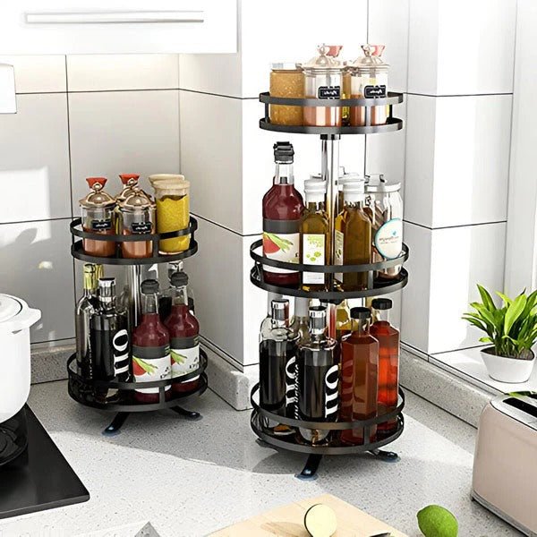 Roterende Opbevaringsholder 3 Niveauer i Metal – 360° Drejbar