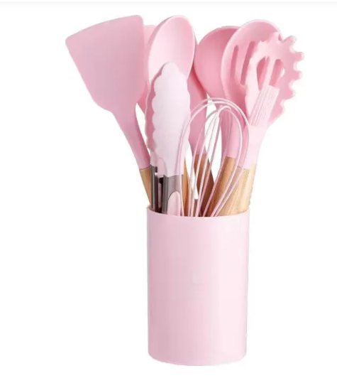 Silicone Kitchen Utensil Set – 26-piece, Heat Resistant with Wooden Handle for Home Kitchen or Professional Cooking Areas