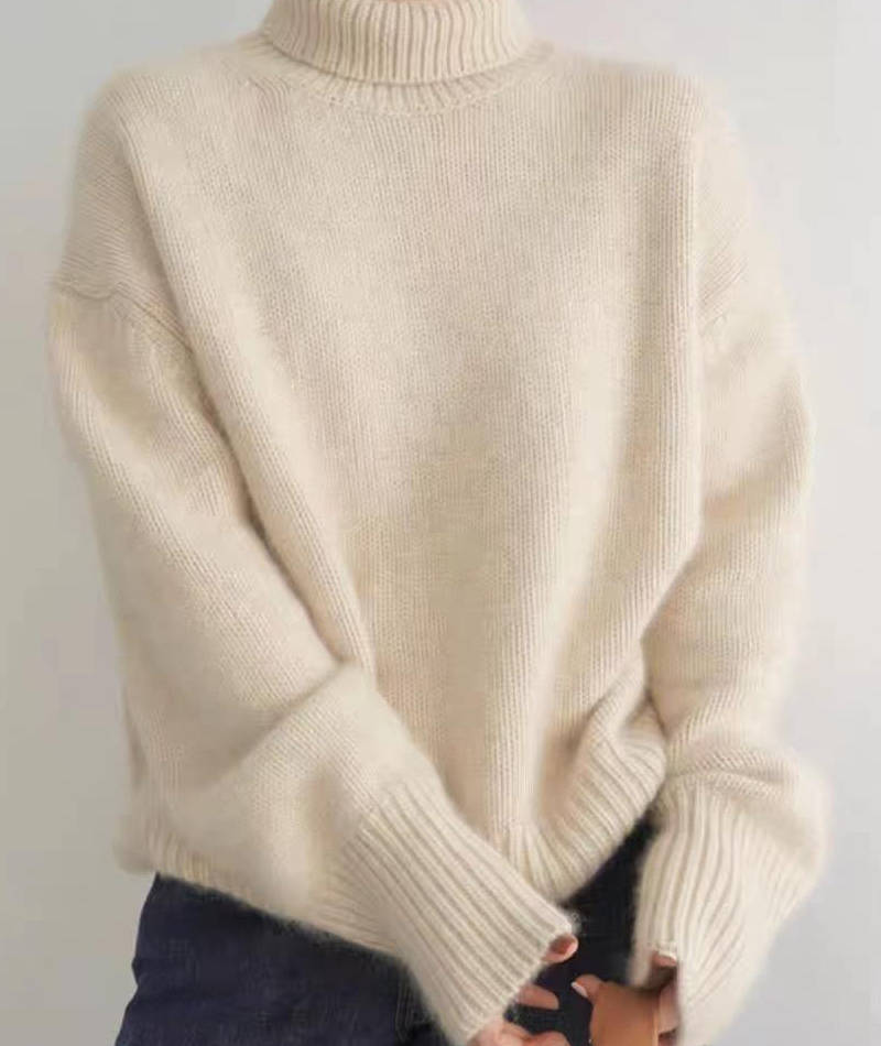 Dametrøje Cashmere Rullekrave Løs Pasform