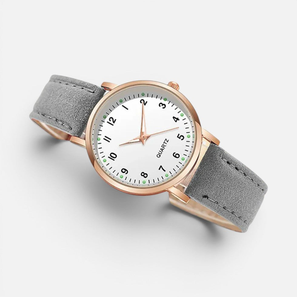 Dame Armbåndsur med Rem i Læderlook