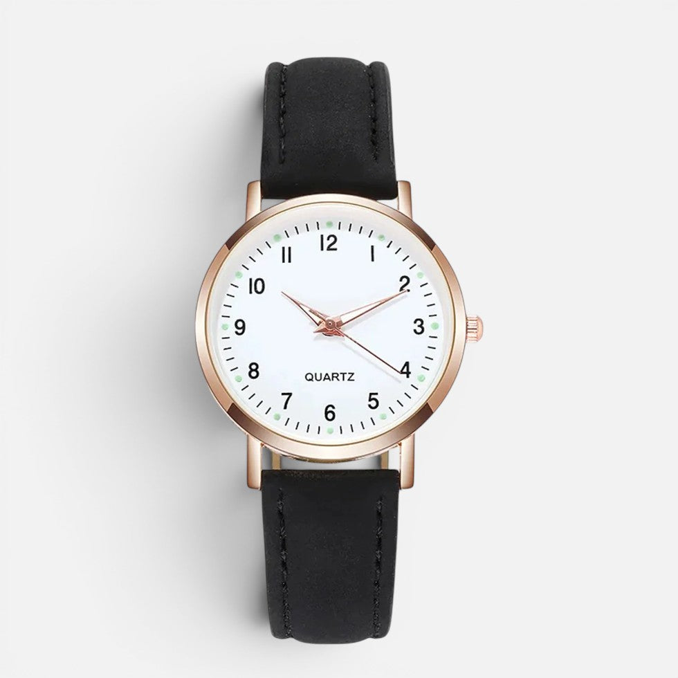 Dame Armbåndsur med Rem i Læderlook