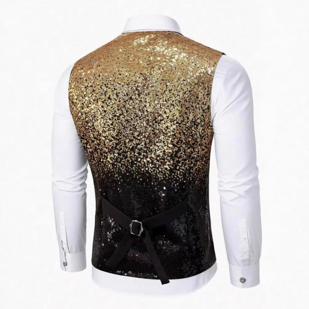 Herre Glittervest med Satin Revers - Festlig Gilet