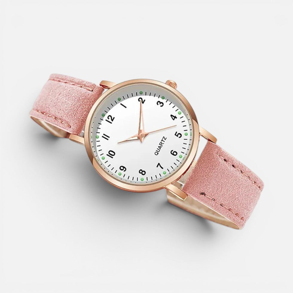 Dame Armbåndsur med Rem i Læderlook