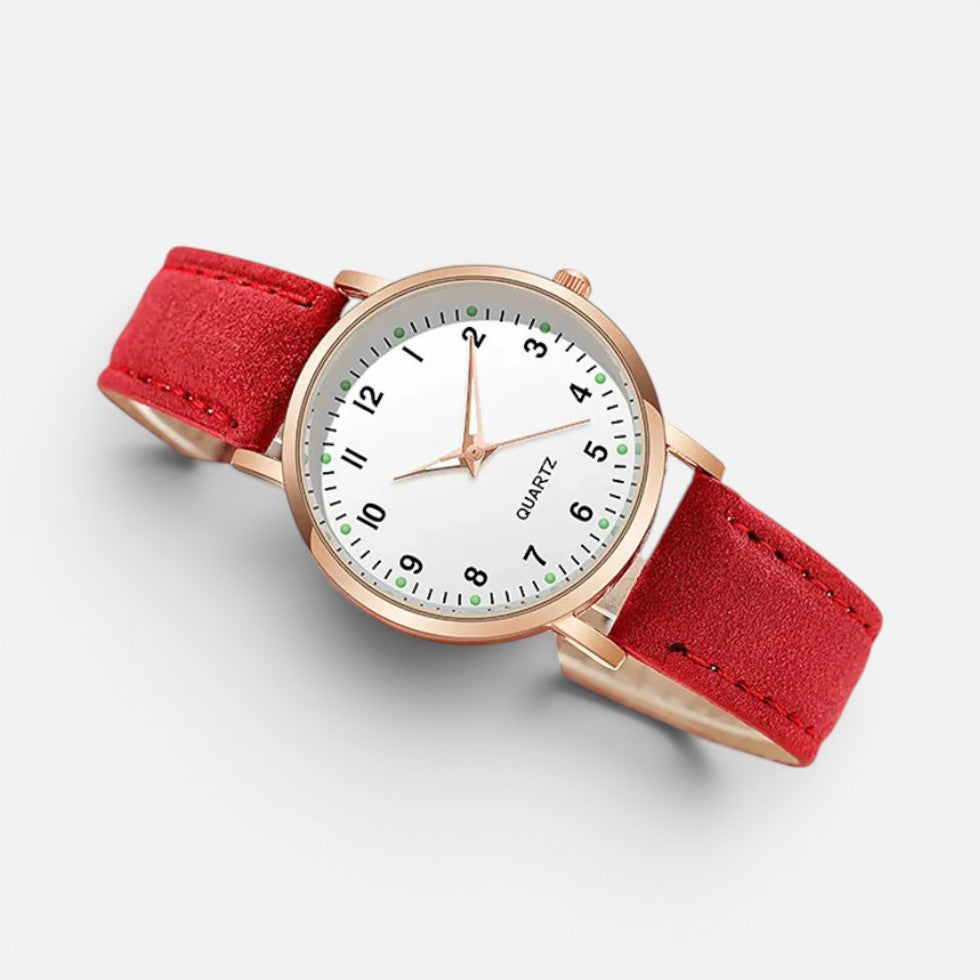 Dame Armbåndsur med Rem i Læderlook