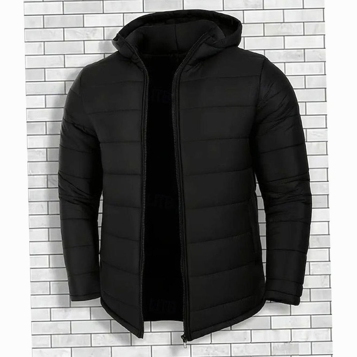 Herre Quiltet Puffer Jakke med Hætte - Coated Regular Fit