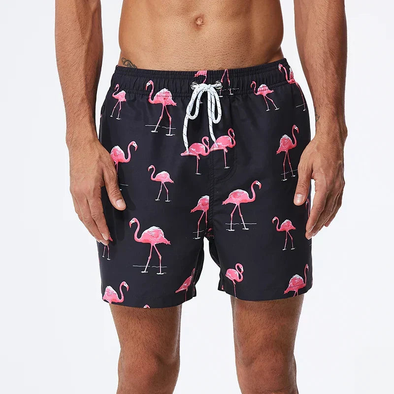 Herre Badeshorts med Print og Lommer – Hurtigtørrende