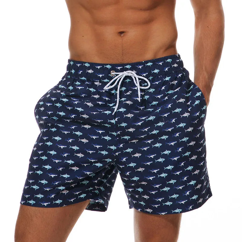 Herre Badeshorts med Print og Lommer – Hurtigtørrende