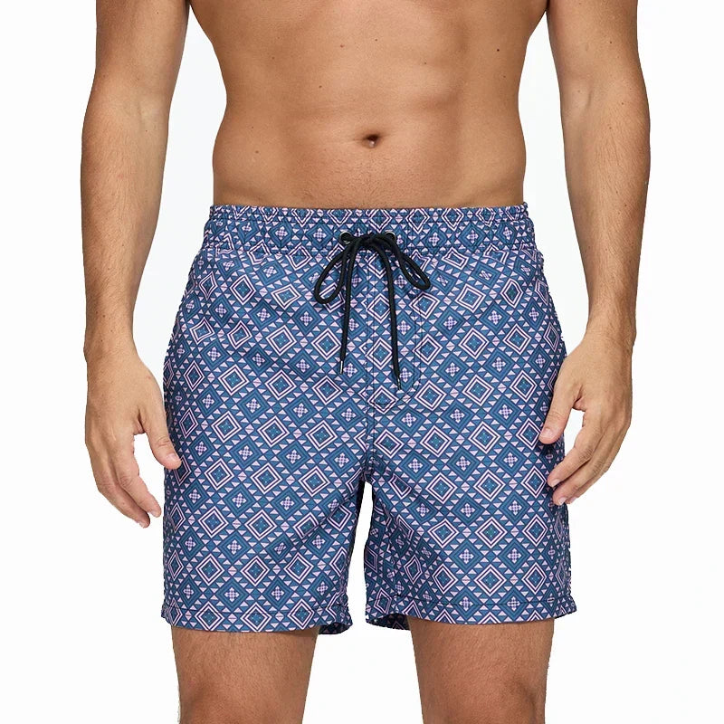 Herre Badeshorts med Print og Lommer – Hurtigtørrende