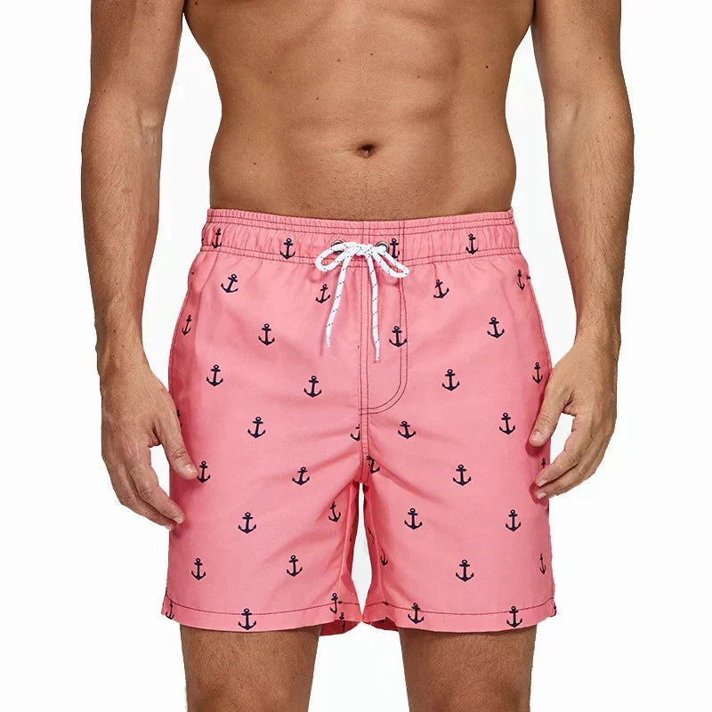 Herre Badeshorts med Print og Lommer – Hurtigtørrende