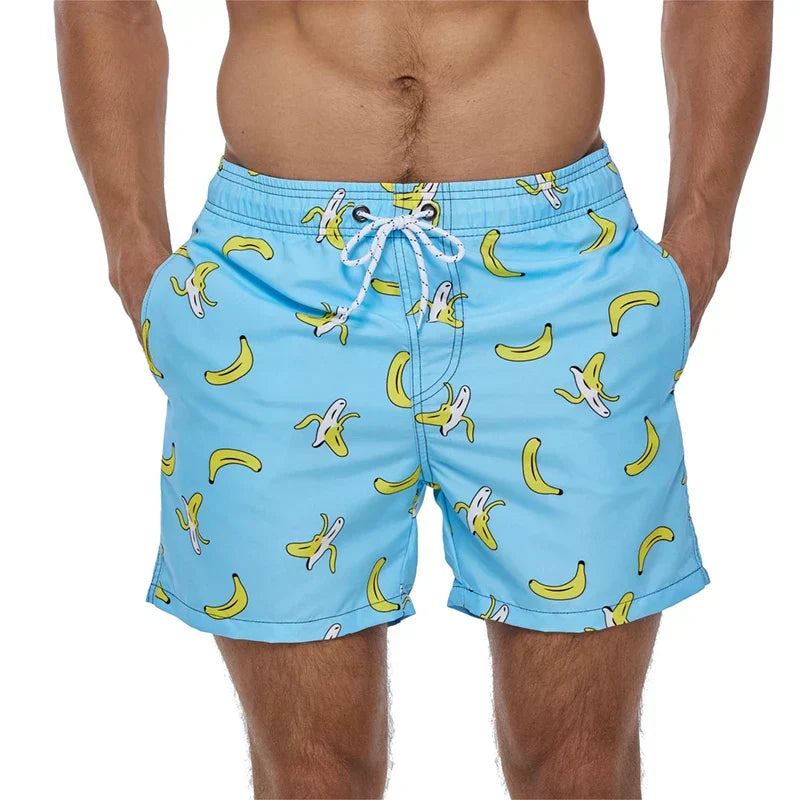 Herre Badeshorts med Print og Lommer – Hurtigtørrende
