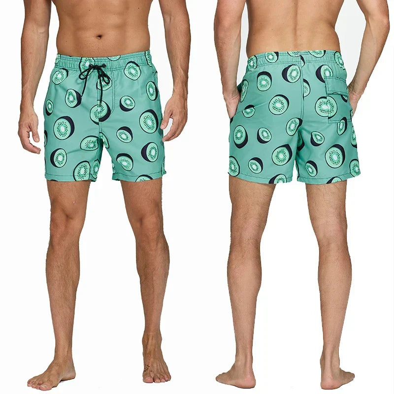 Herre Badeshorts med Print og Lommer – Hurtigtørrende