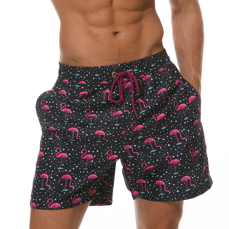 Herre Badeshorts med Print og Lommer – Hurtigtørrende