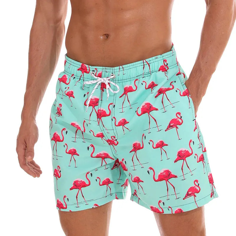 Herre Badeshorts med Print og Lommer – Hurtigtørrende