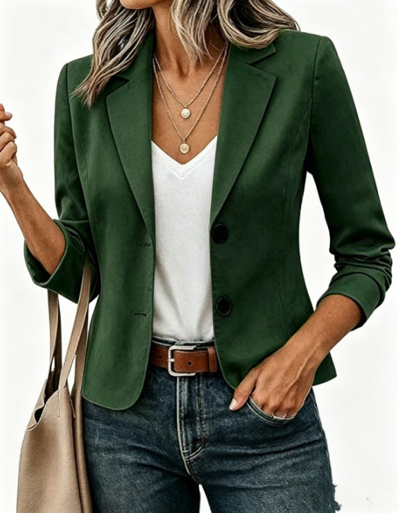 Dame Kort Blazer med Dekorative Knapper og 3/4 Ærmer