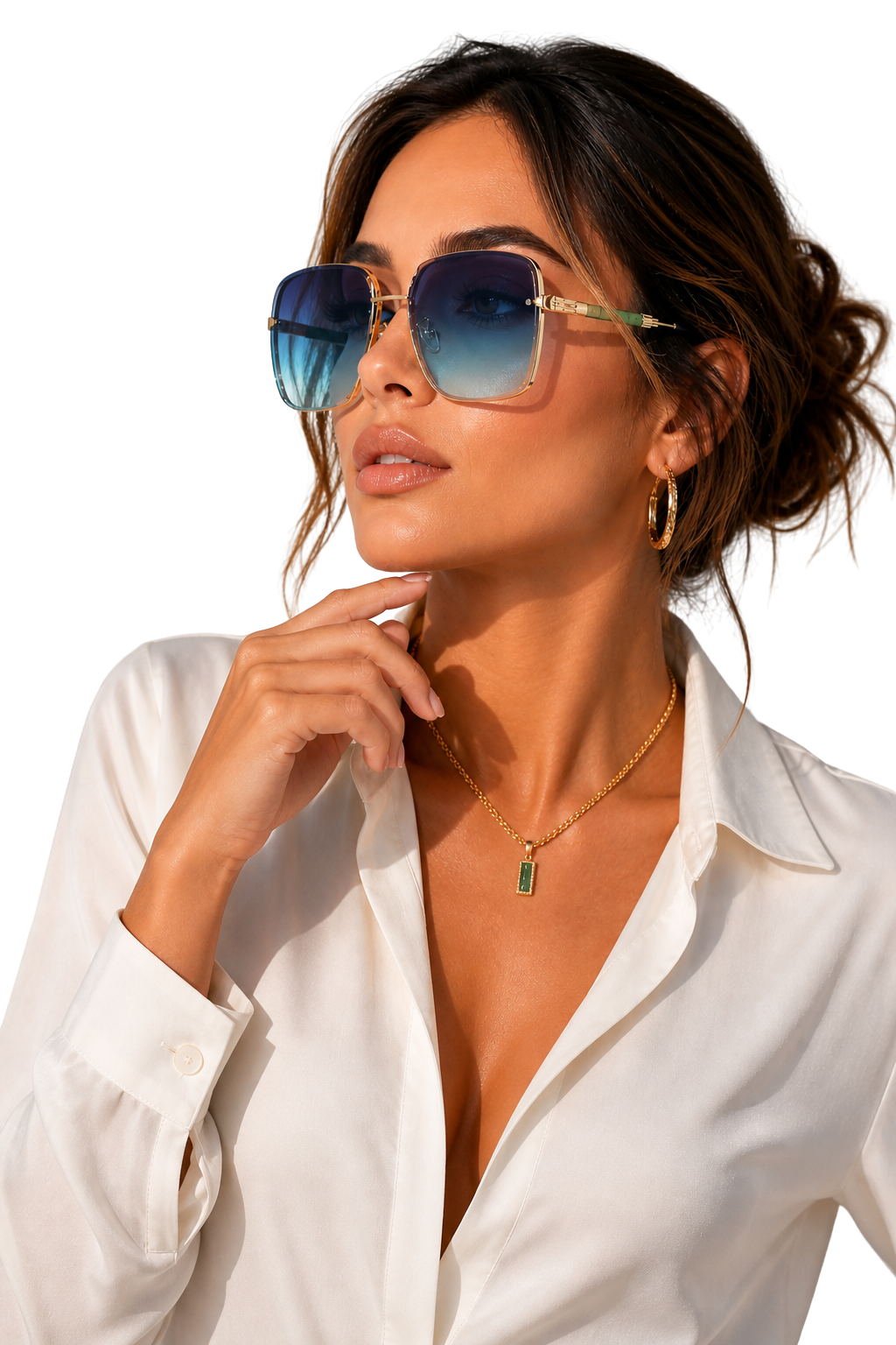 Dame Retro Aviator Solbriller med Guldstel og UV400 Gradientglas